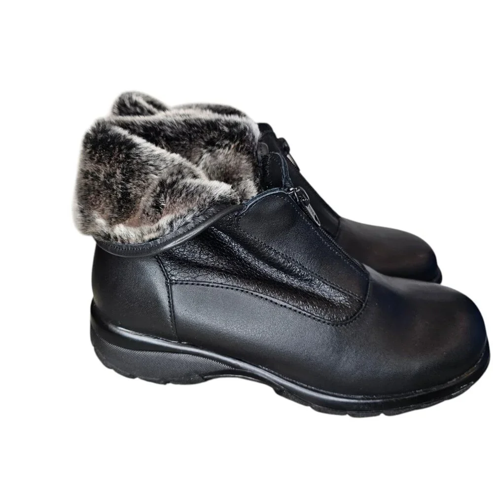 Toe Warmers Canada Womens‎ Black Boots Waterproof Faux Fur Lined Foldover Sz 9